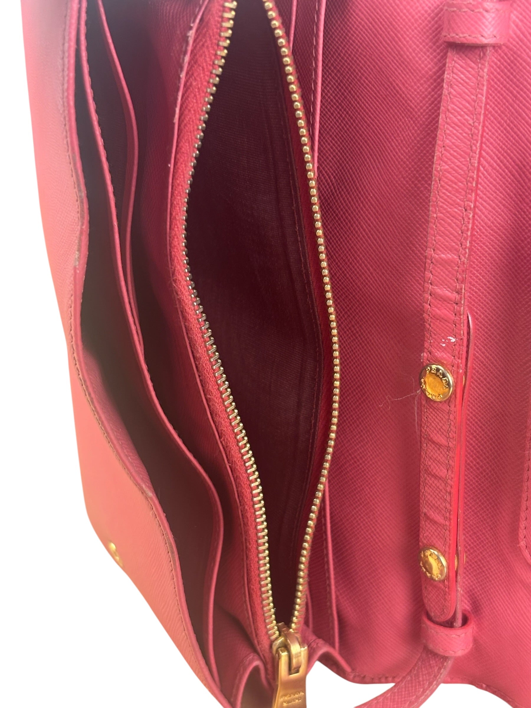 Prada Pink Saffiano Leather Pouchette