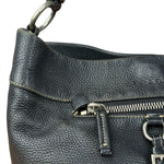 Prada Vintage Black Pebbled Leather Hobo Bag