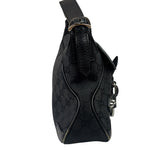 Gucci Black Leather Trim Horsebit GG Chain Shoulder Bag