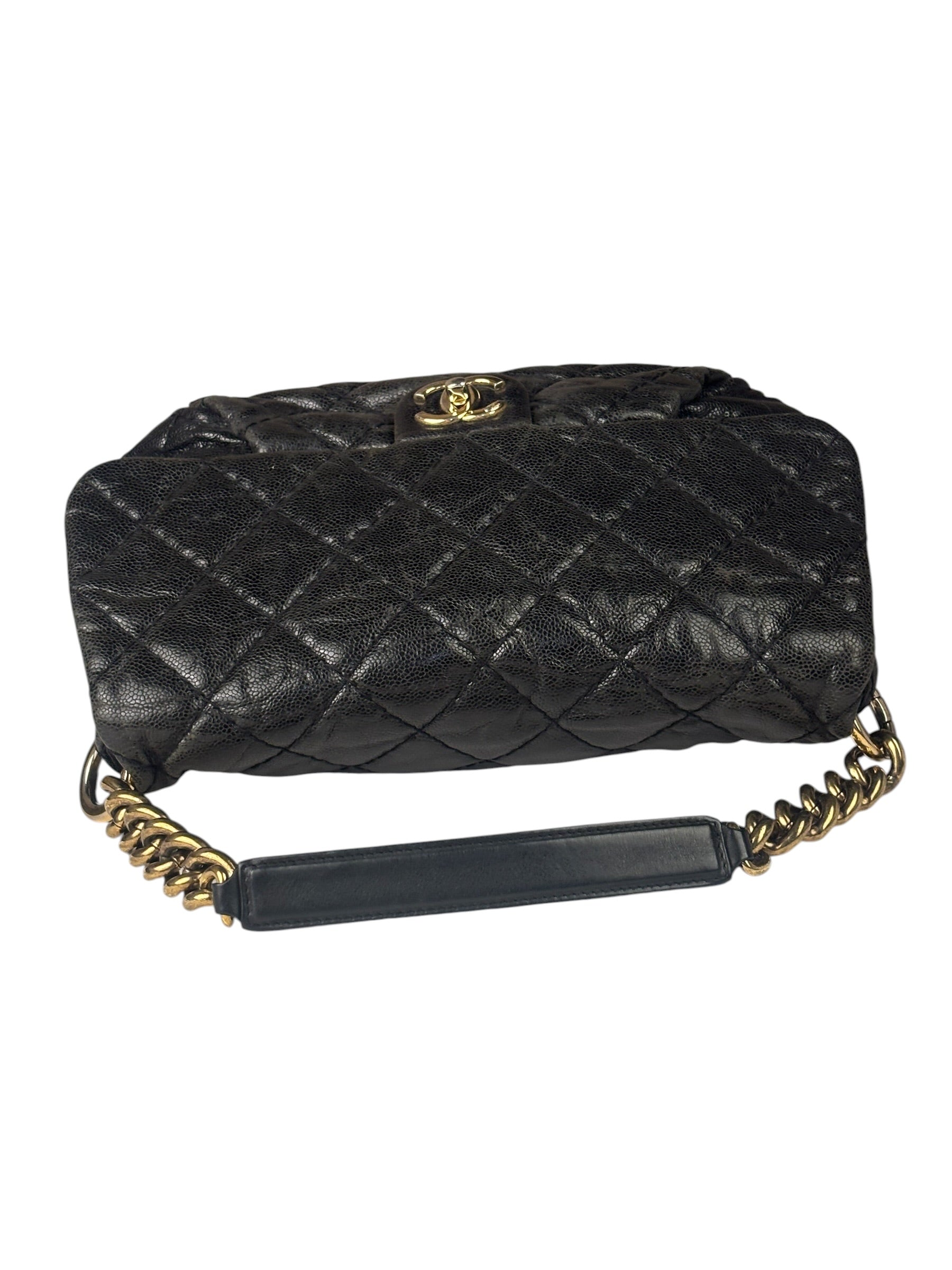 Chanel Black Caviar Quilted Coco Pleats Flap Two-Way Bag 2012