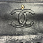 Chanel Black Patent Quilted Leather Double Flap Bag