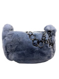 Chanel Blue Rabbit Fur Chain Mini Hobo