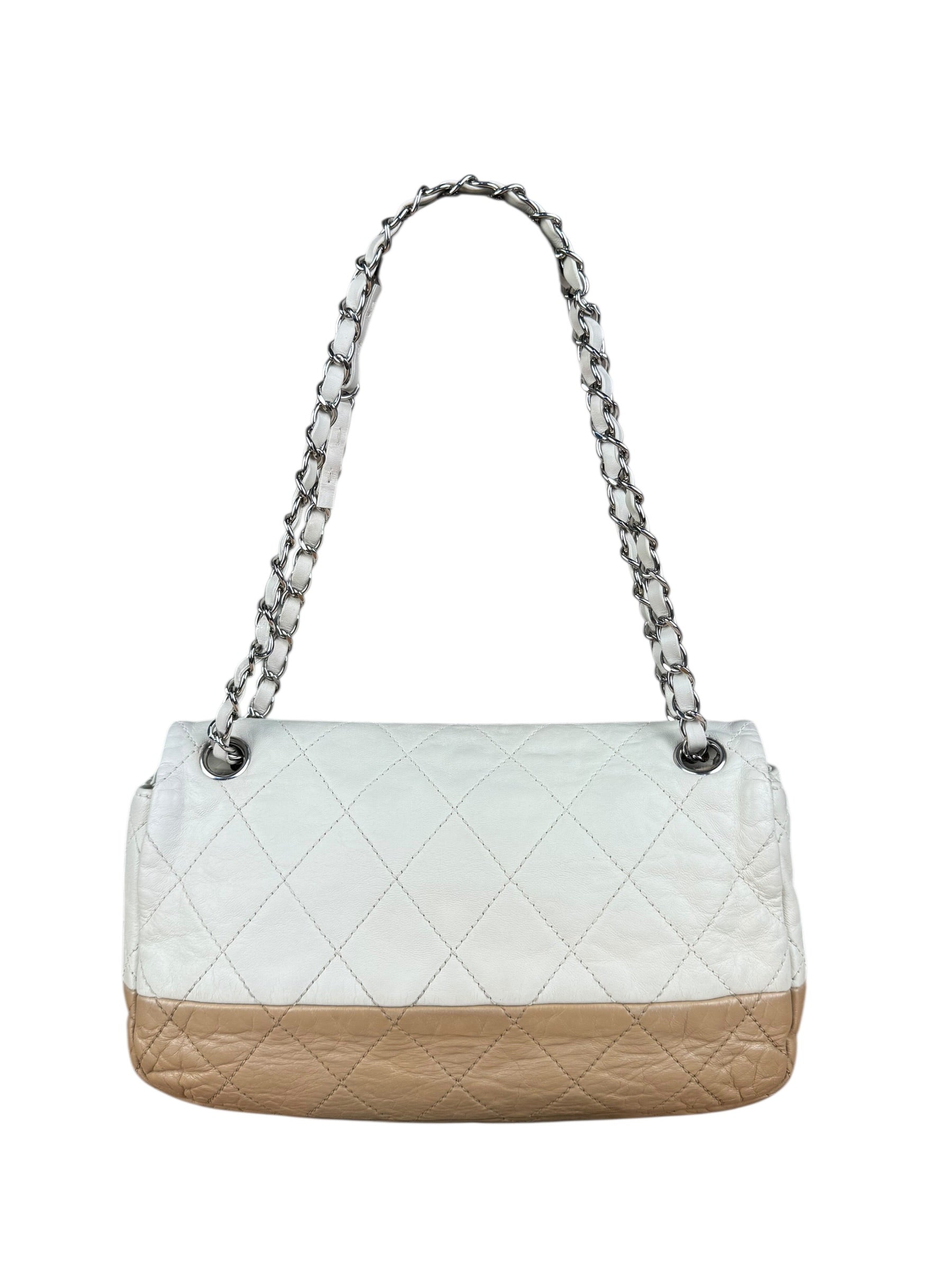 Chanel Bicolor Medium Leather Flap Bag Beige '08