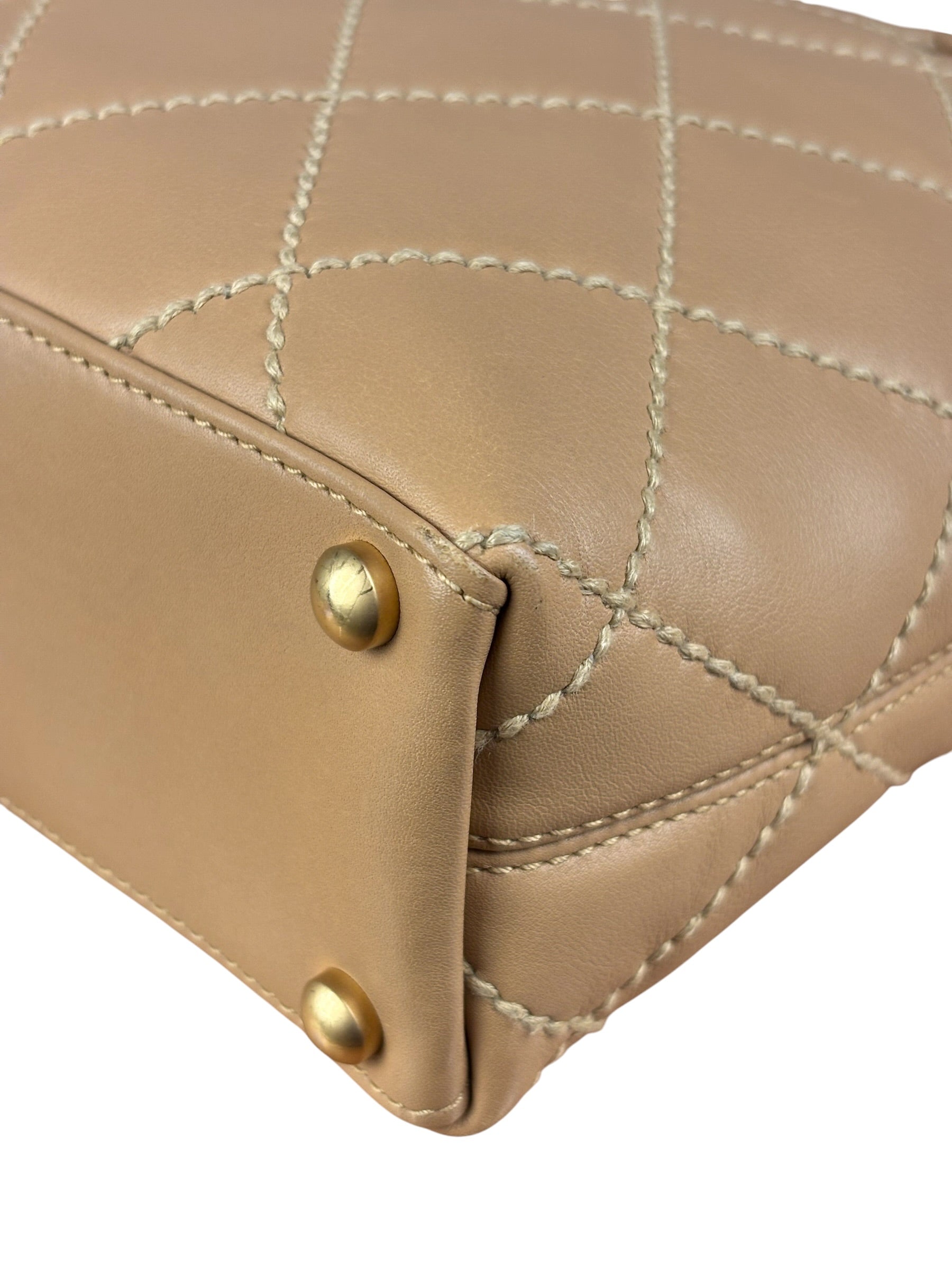 Chanel Vintage Beige Wild Stitch Small Tote Bag 2003
