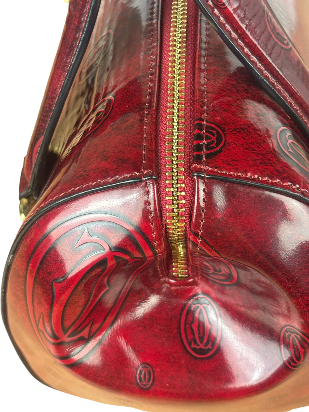 Cartier Red Patent Leather Logo Embossed Handbag