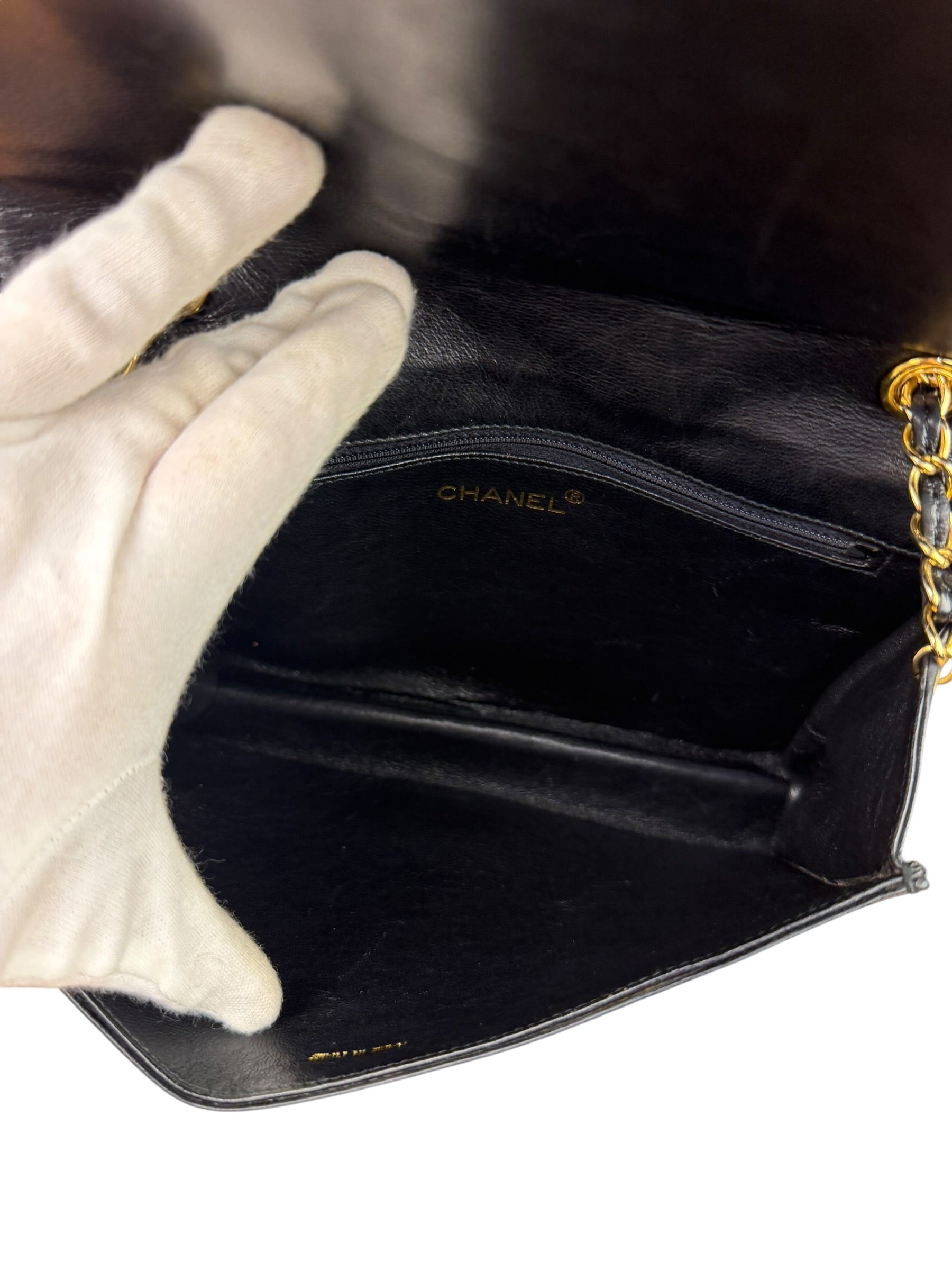 Chanel Black Diamond Stitch CC Timeless Chain Flap Bag '89-'91
