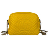 Gucci Bright Yellow GG Marmont Matelasse Shoulder Camera Bag