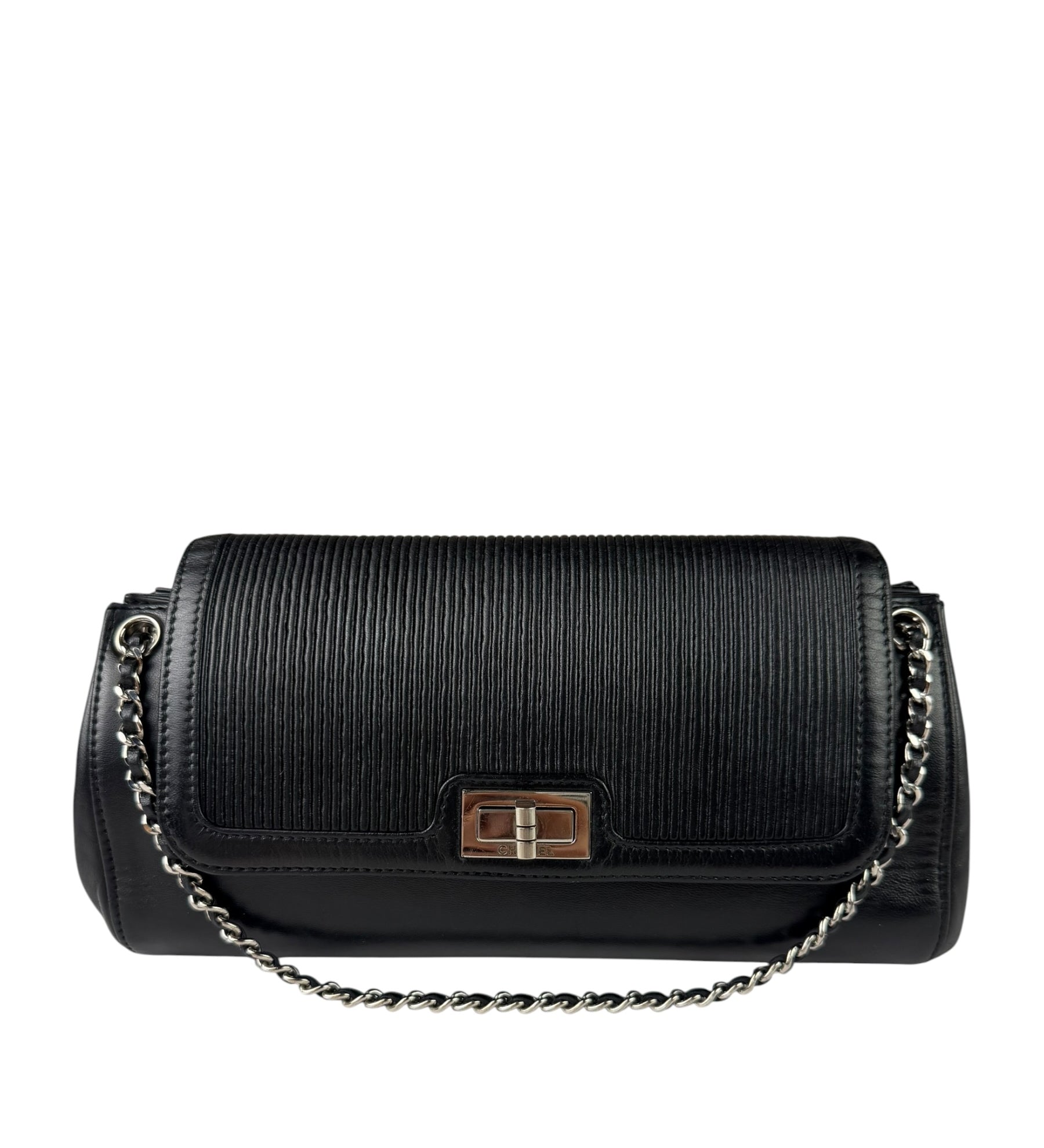 Chanel Black Leather Mademoiselle Accordion Flap Bag 2000
