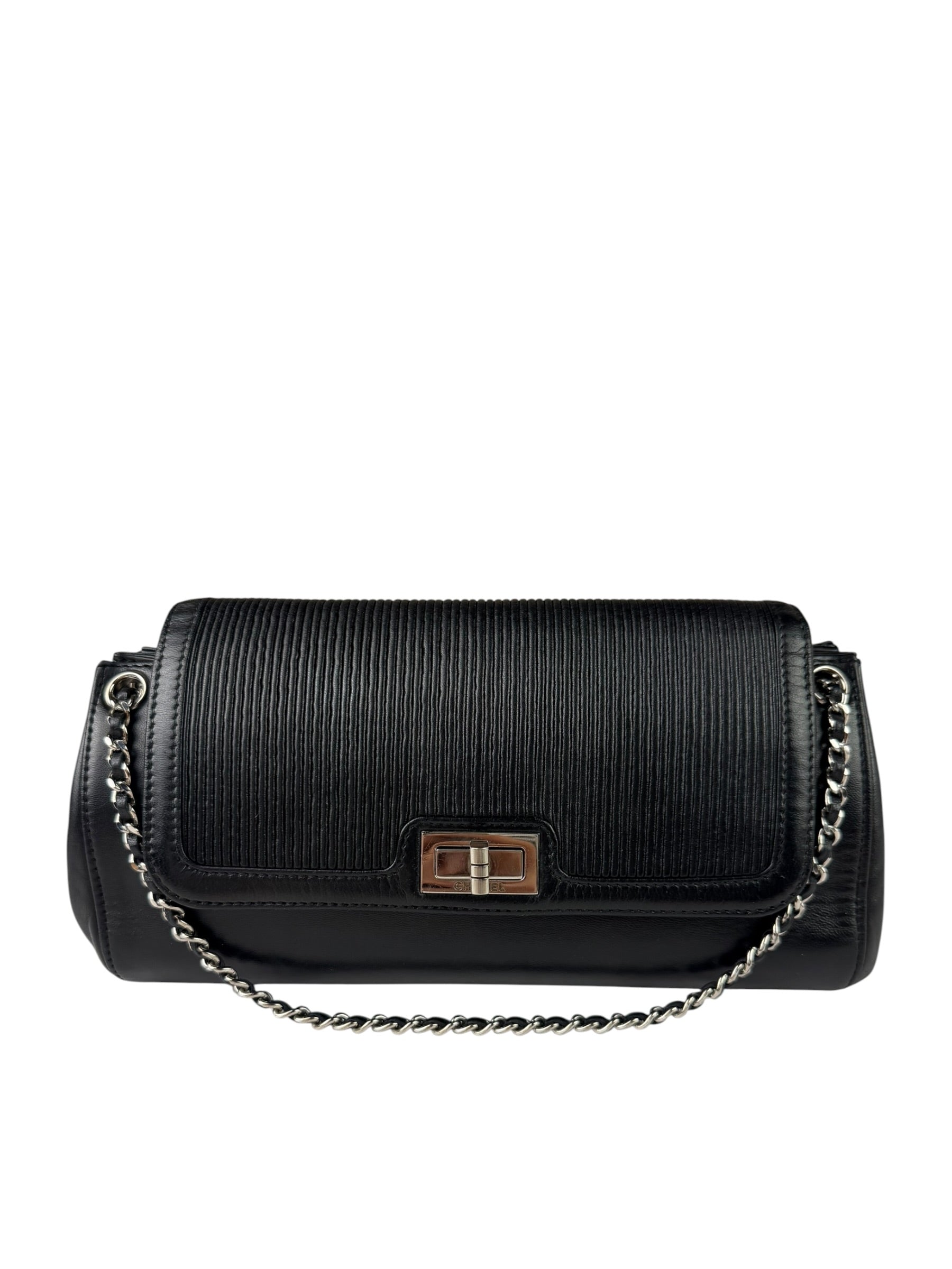 Chanel Black Leather Mademoiselle Accordion Flap Bag 2000