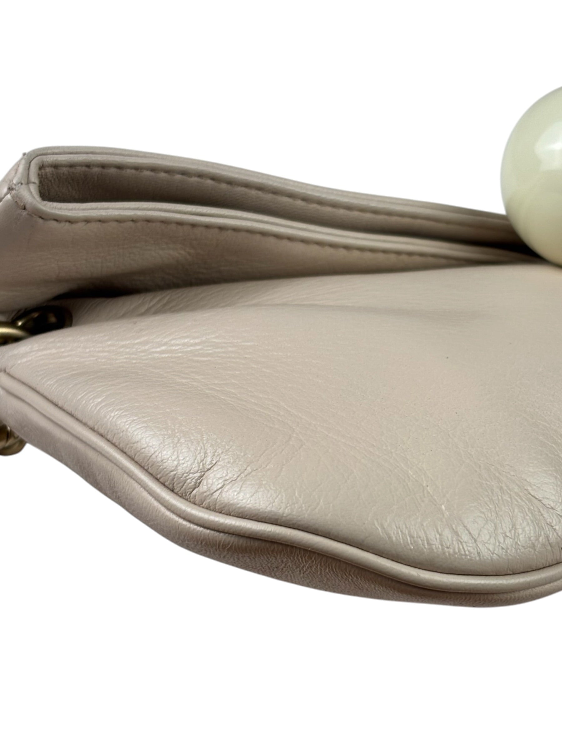 Chanel Cream Leather Cue Ball Foldover Shoulder Bag 2003