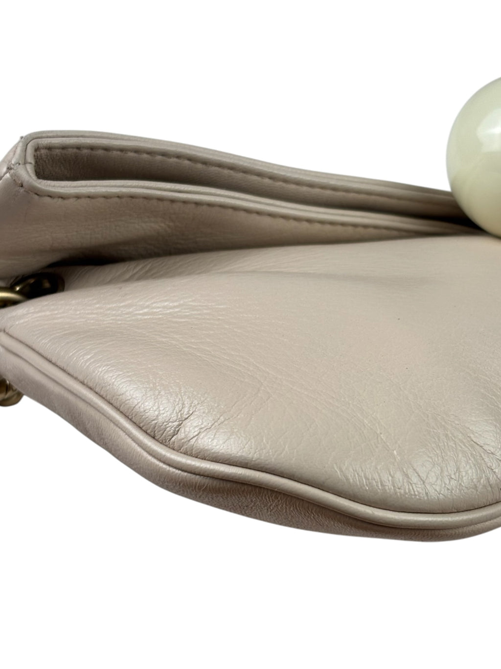 Chanel Cream Leather Cue Ball Foldover Shoulder Bag 2003