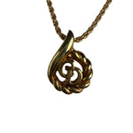 Christian Dior Rope-Twist CD Drop Motif Pendant Necklace