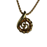 Christian Dior Rope-Twist CD Drop Motif Pendant Necklace