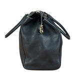 Salvatore Ferragamo Vintage Black Pebbled Leather Tote Bag