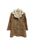 Vintage Glycine Brown Persian Lamb Mink Fur Trim Mid-Length Coat