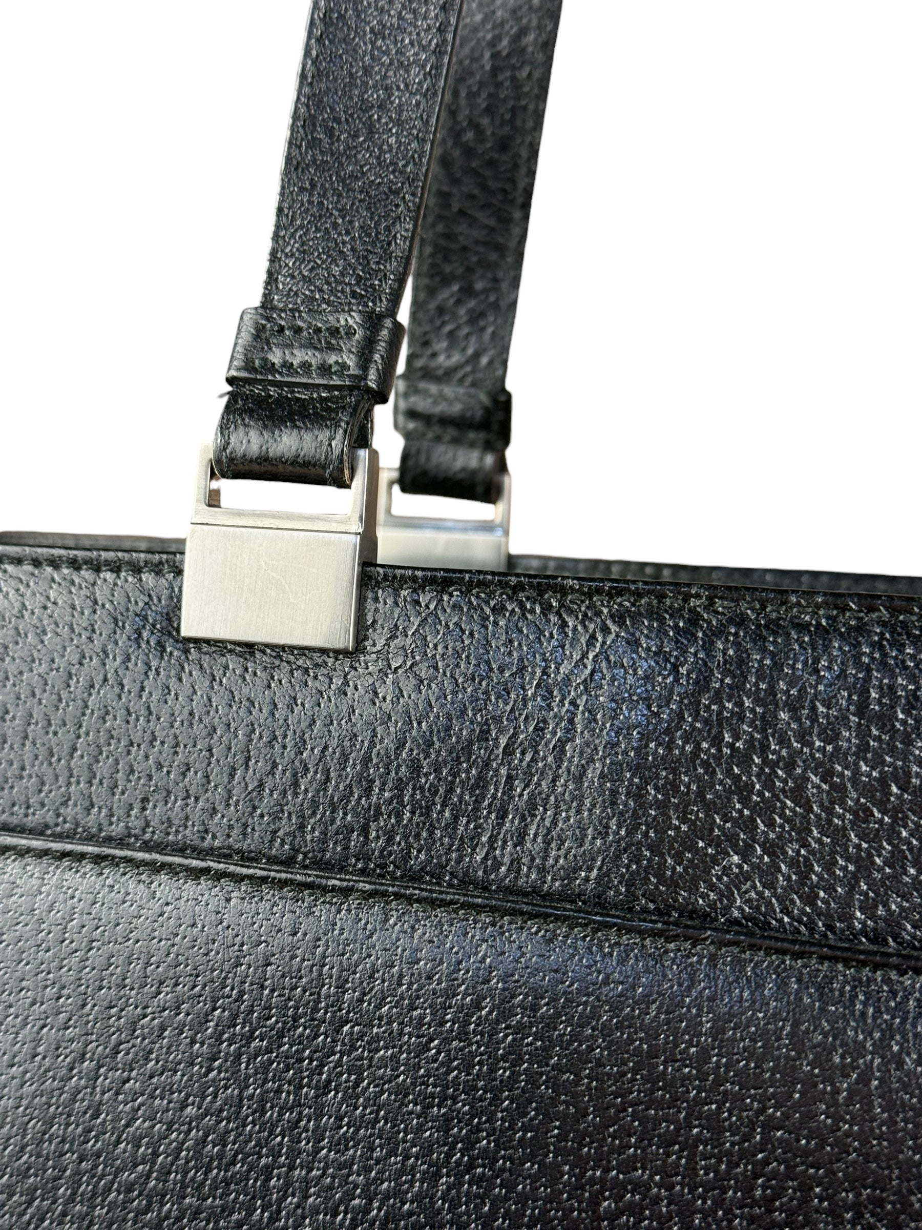 Gucci Vintage Black Leather Shoulder Tote