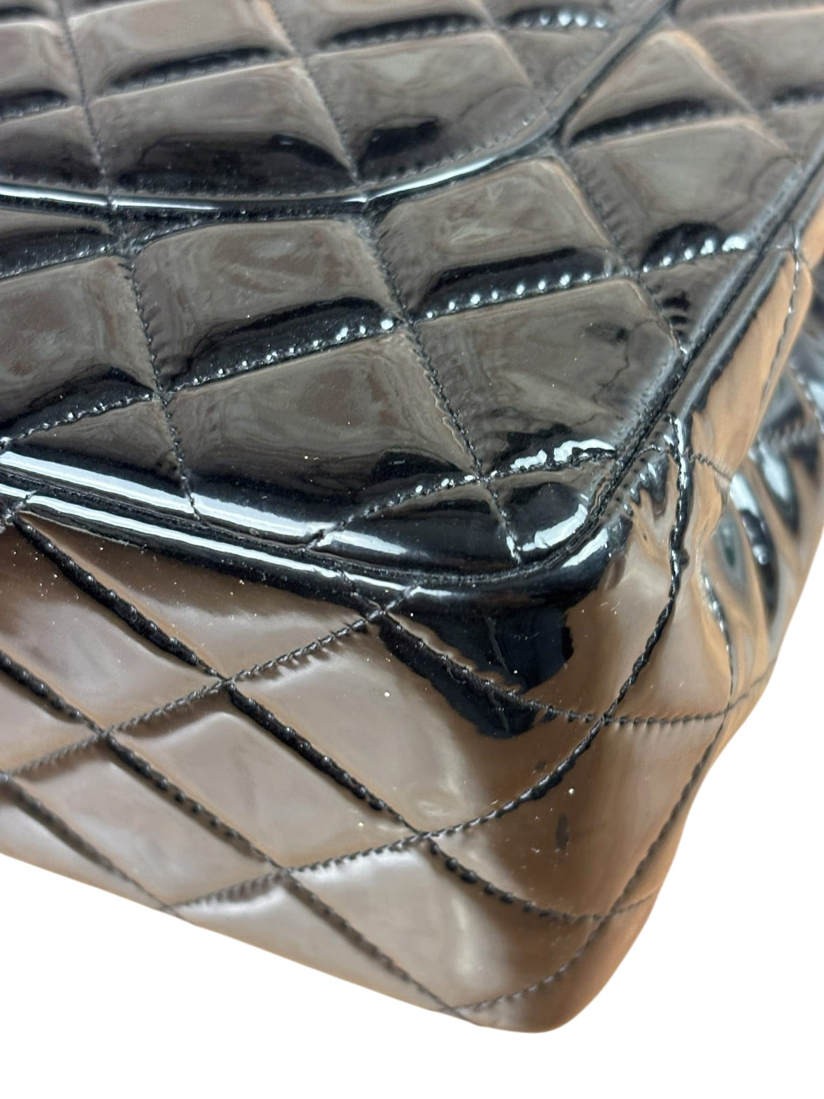 Chanel Black Patent Leather Jumbo Double Flap 2013