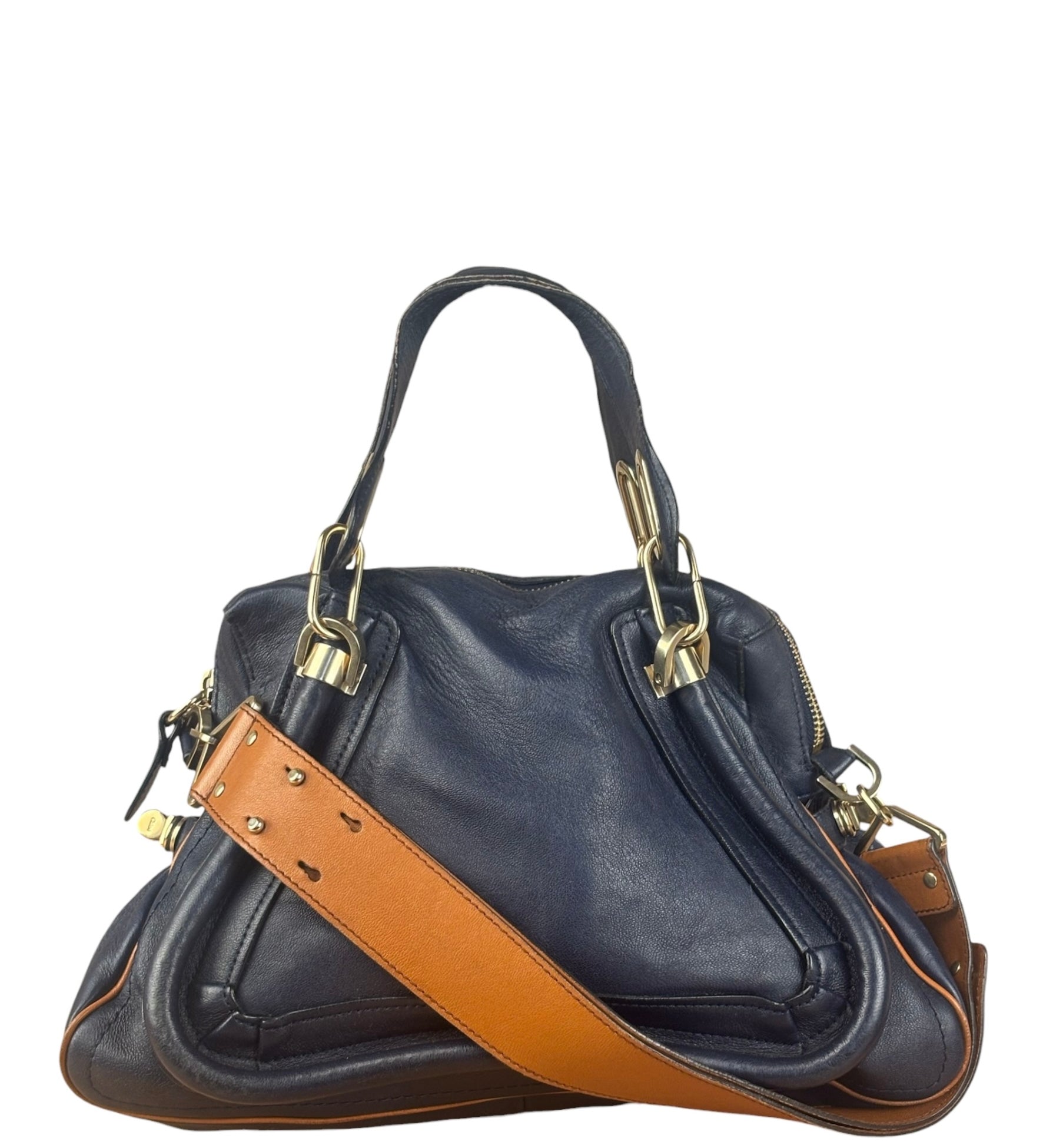 Chloe Night Blue Leather Medium Paraty Military Hand/Shoulder Bag