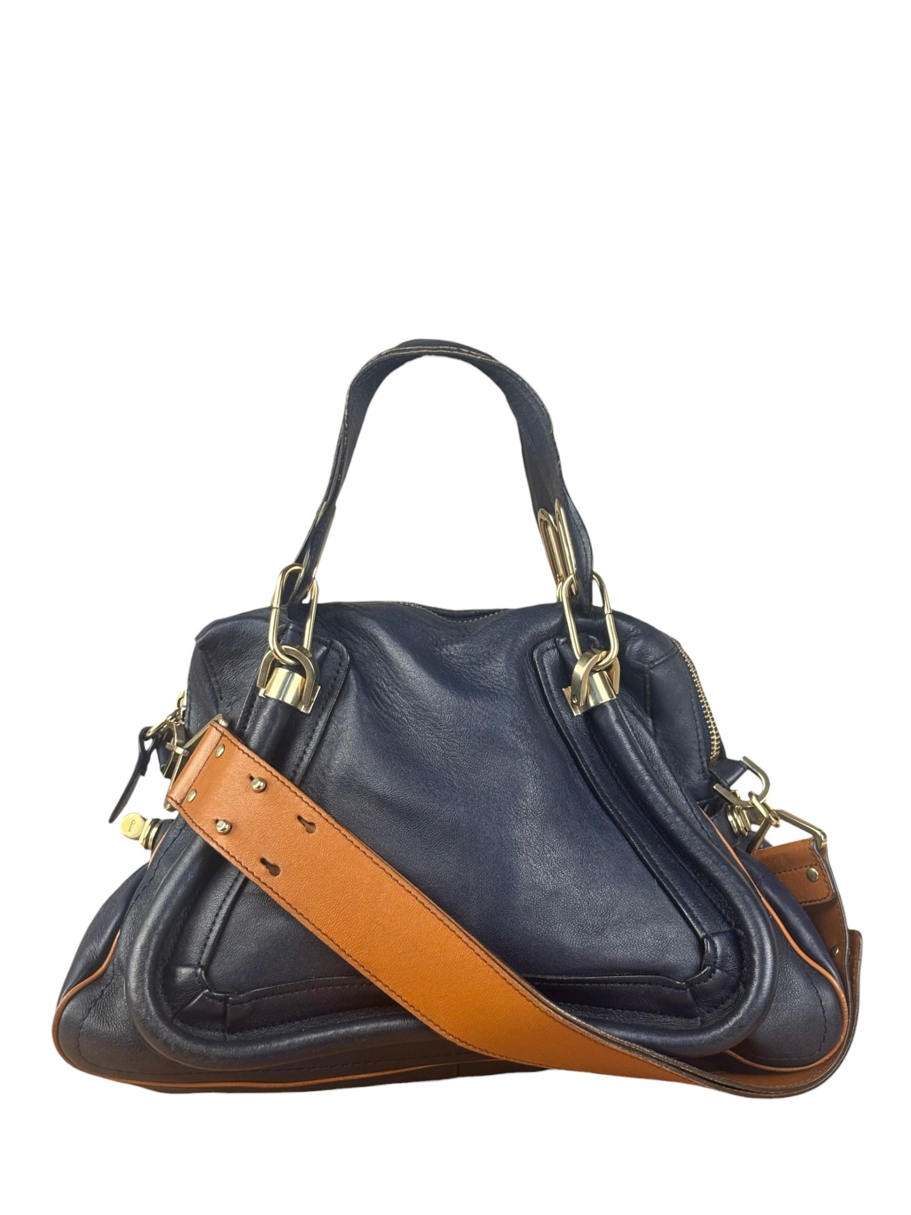 Chloe Night Blue Leather Medium Paraty Military Hand/Shoulder Bag