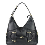 Gucci Black Leather Heritage Horsebit Hobo Bag