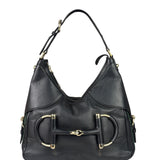 Gucci Black Leather Heritage Horsebit Hobo Bag