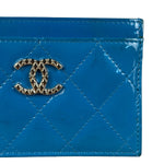 Chanel Blue Patent Quilted CC Cardholder 2016