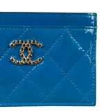 Chanel Blue Patent Quilted CC Cardholder 2016