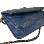 Chanel Peal Blue Caviar Quilted Leather Iridescent Wallet On Chain 2019