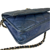 Chanel Peal Blue Caviar Quilted Leather Iridescent Wallet On Chain 2019