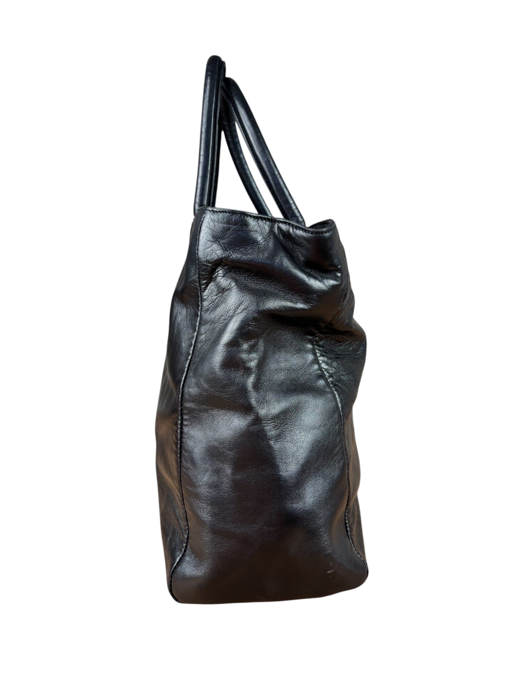 Prada Black Leather Tote Bag