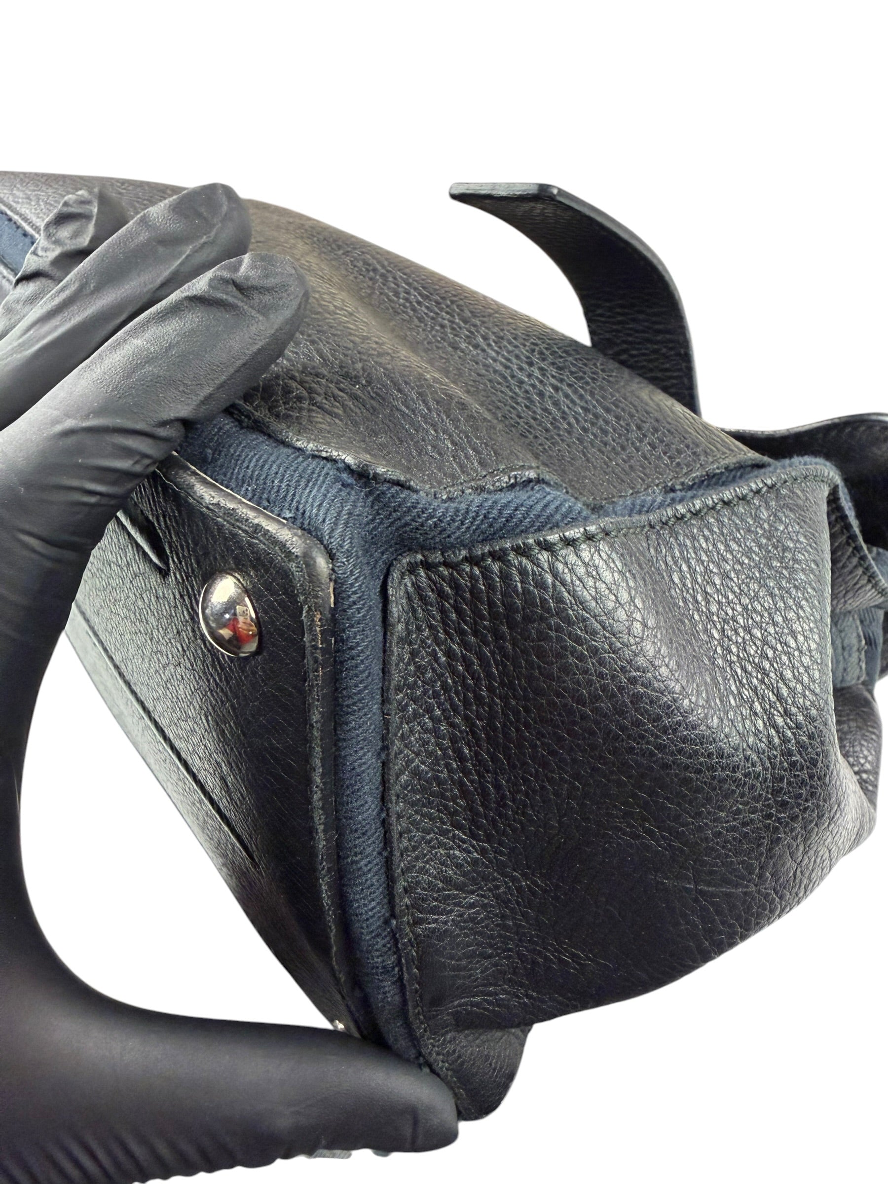 Saint Laurent Vintage Black Leather Top Handle Bag