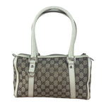 Gucci Bicolor Leather Trim Canvas GG Monogram Shoulder Bag