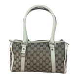 Gucci Bicolor Leather Trim Canvas GG Monogram Shoulder Bag