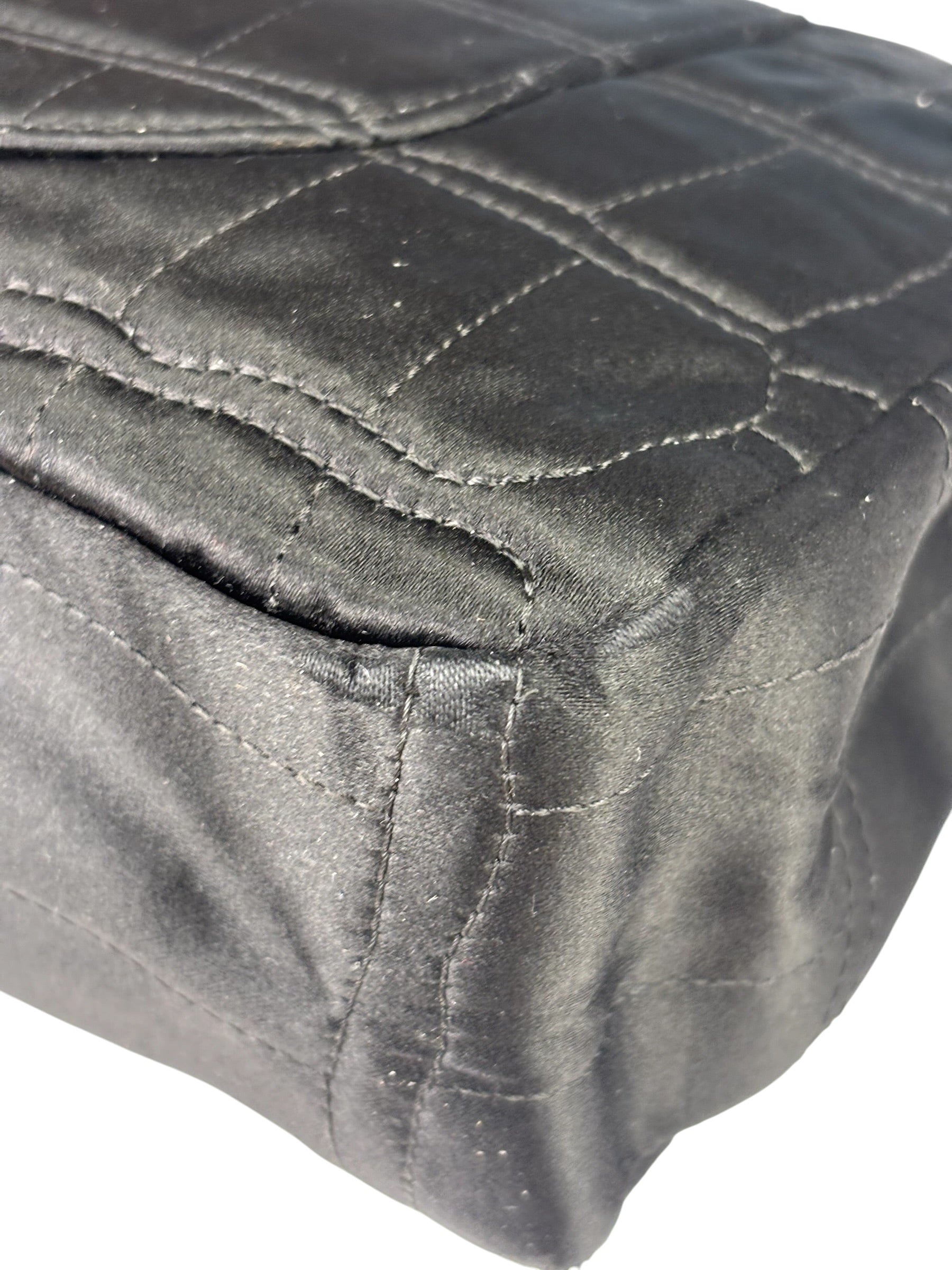Chanel Black Matelasse Silk Double Flap Bag 2006