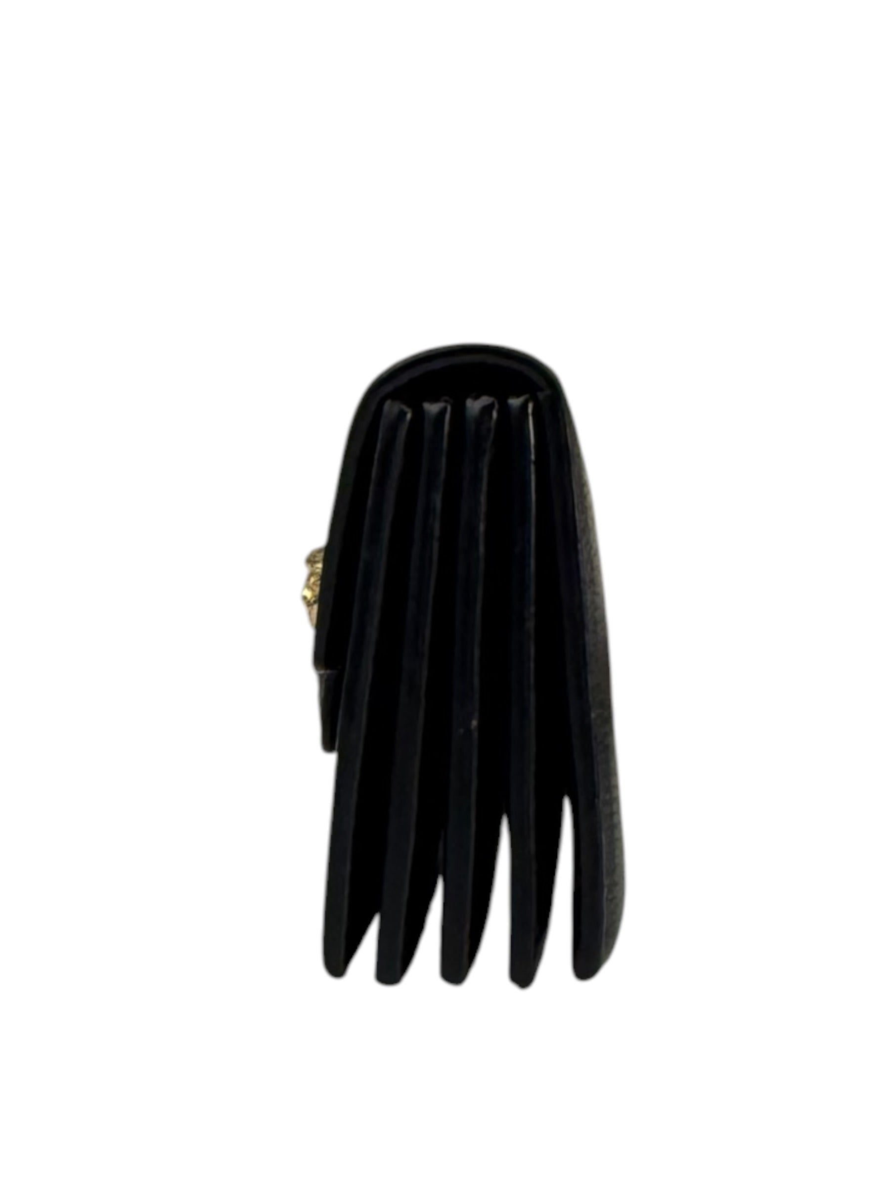 Versace Black Calfskin La Medusa Flap Card Holder