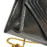 Chanel Black Lizard Leather Envelope Flap Bag 1986