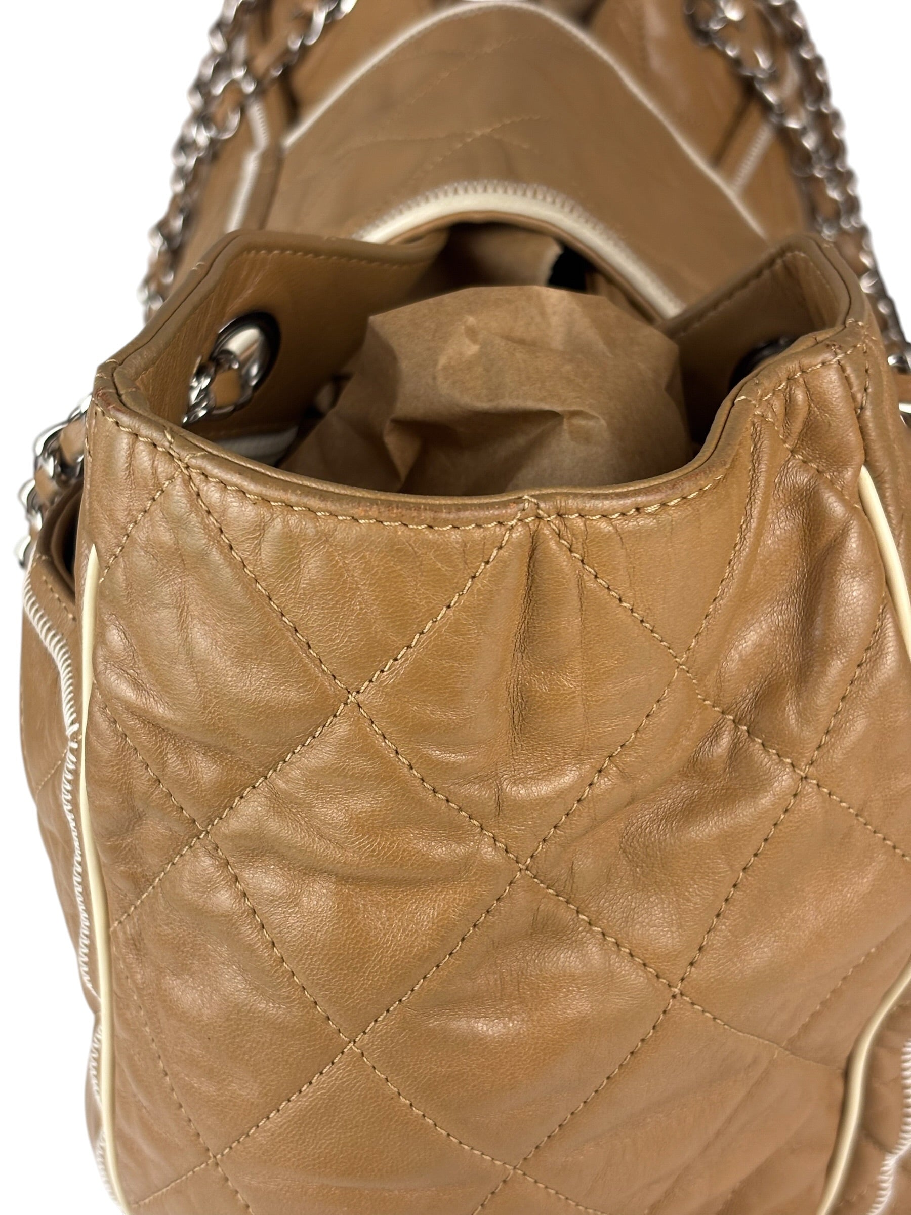 Chanel Camel Quilted Lambskin East-West Large Chain Tote 2008