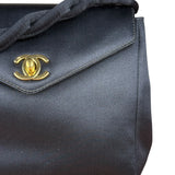 Chanel Vintage Black Mini Satin Flap Braided Shoulder Bag