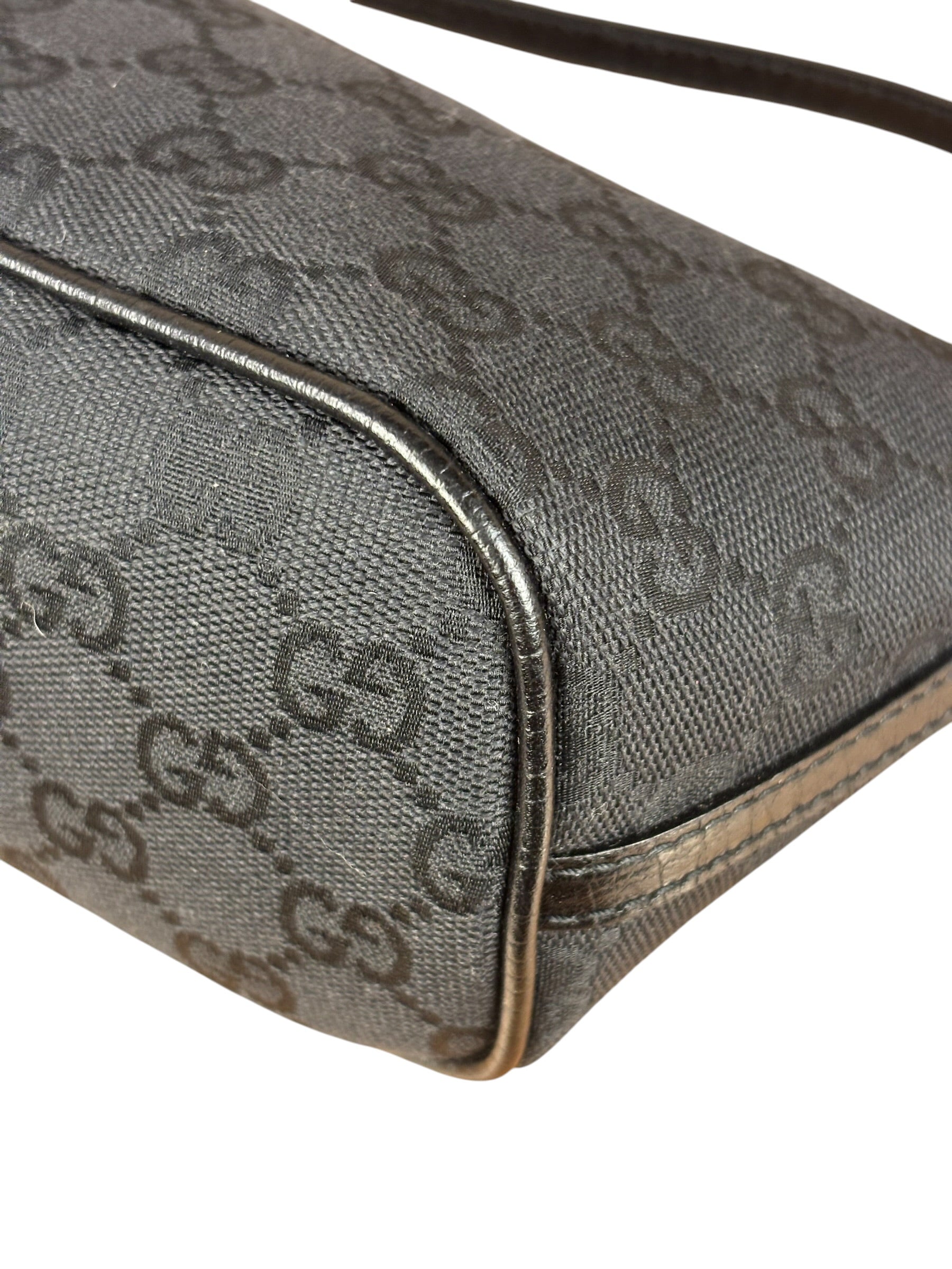 Gucci GG Vintage Black Canvas Monogram Boat Pochette