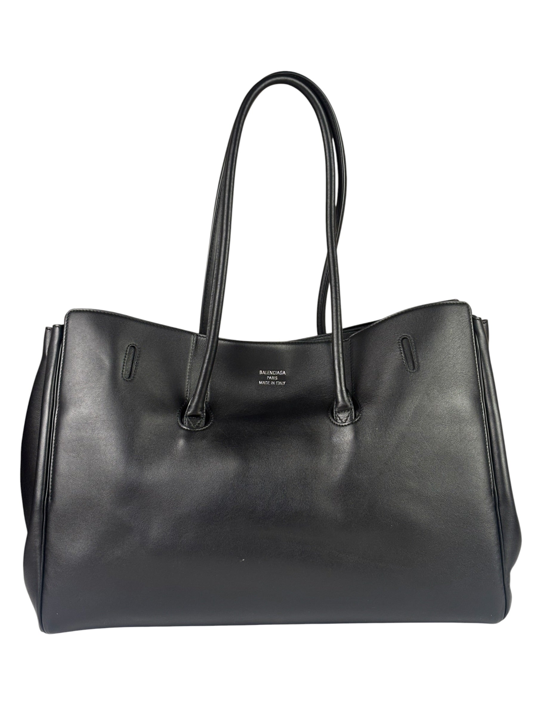 Balenciaga Black Leather Bel Air Carry Carry All Large Tote