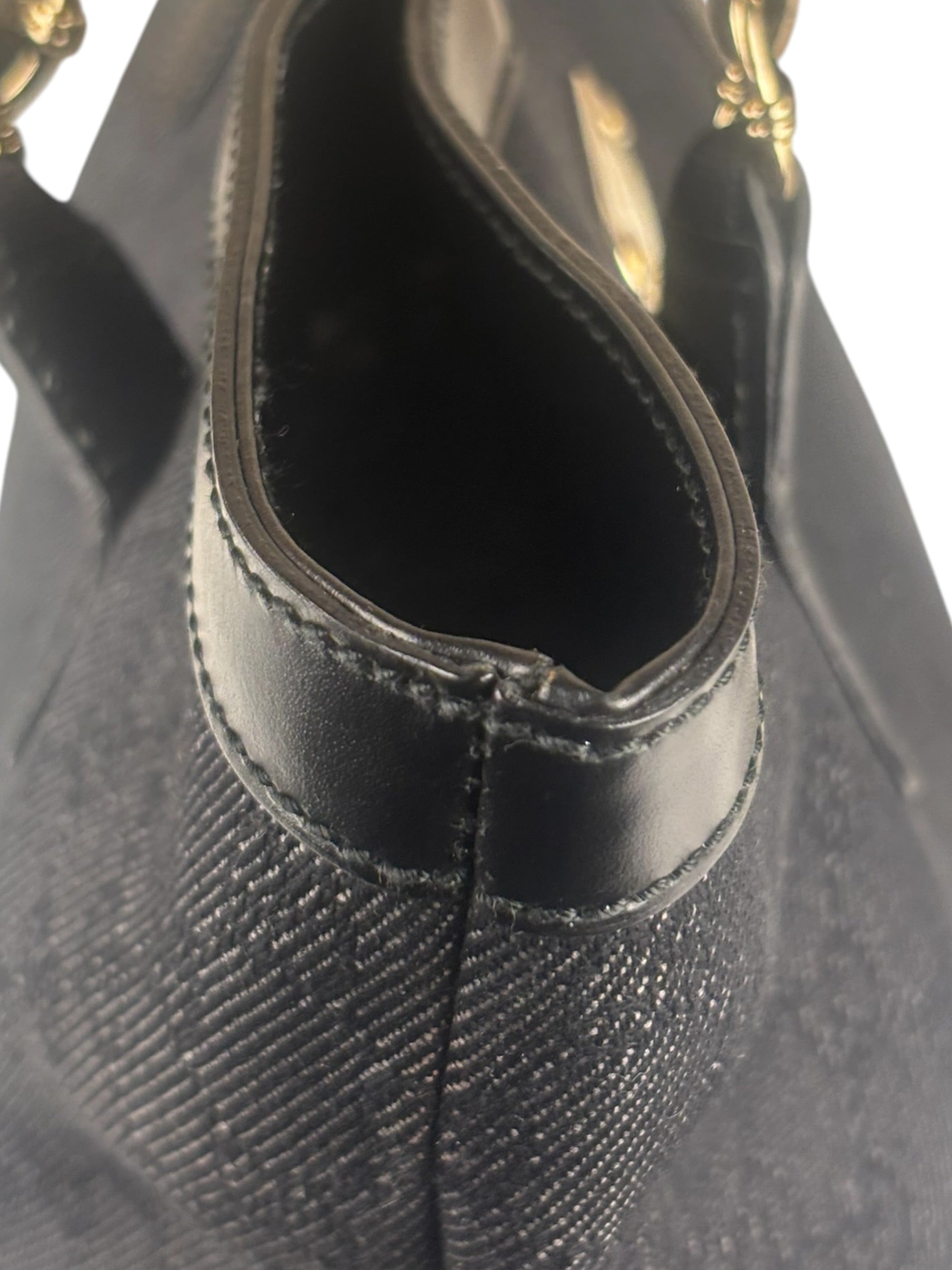 Gucci GG Black Canvas Capri Chain Tote Bag