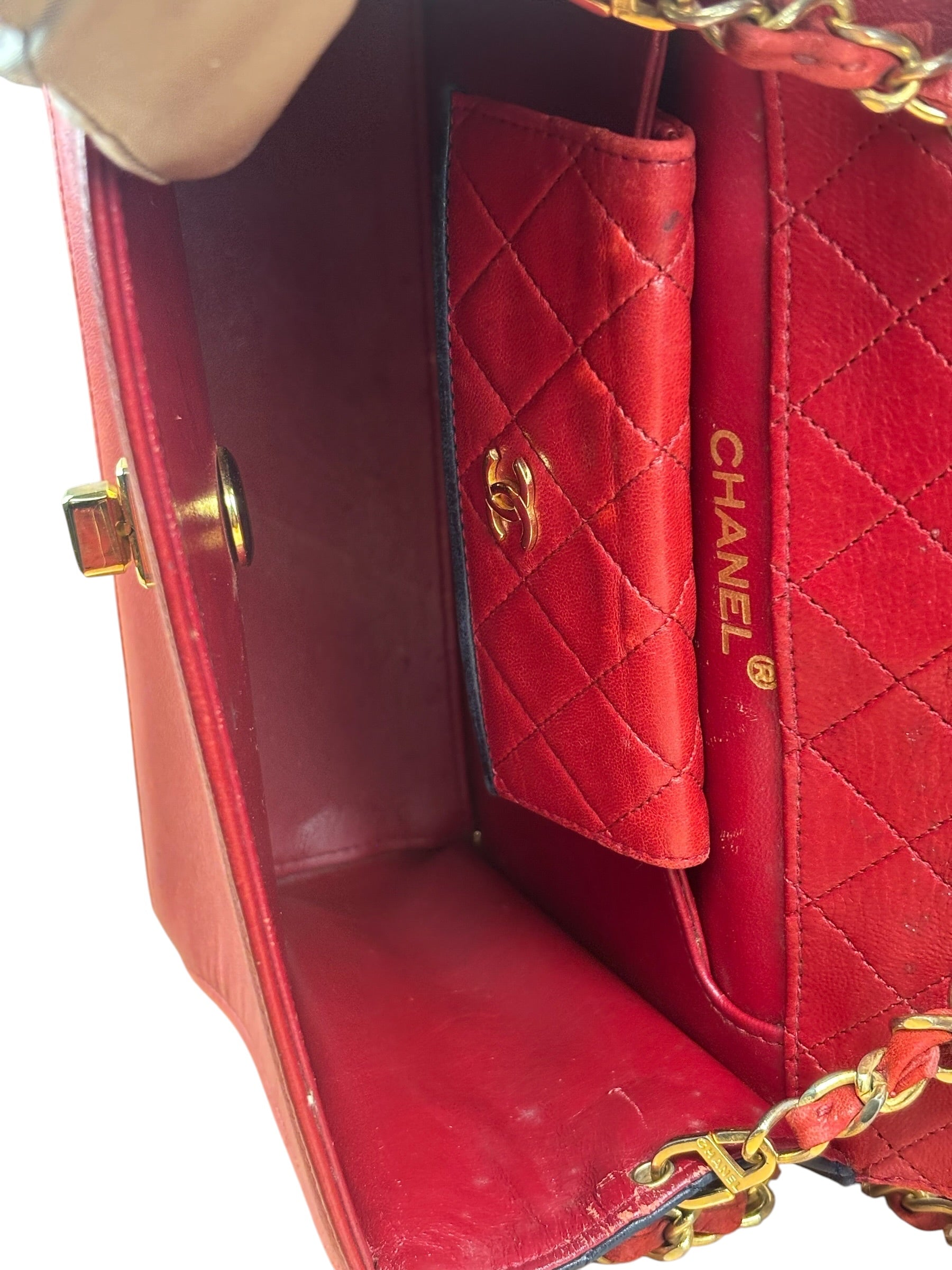 Chanel Red & Navy Trapezoid Flap Bag 1992