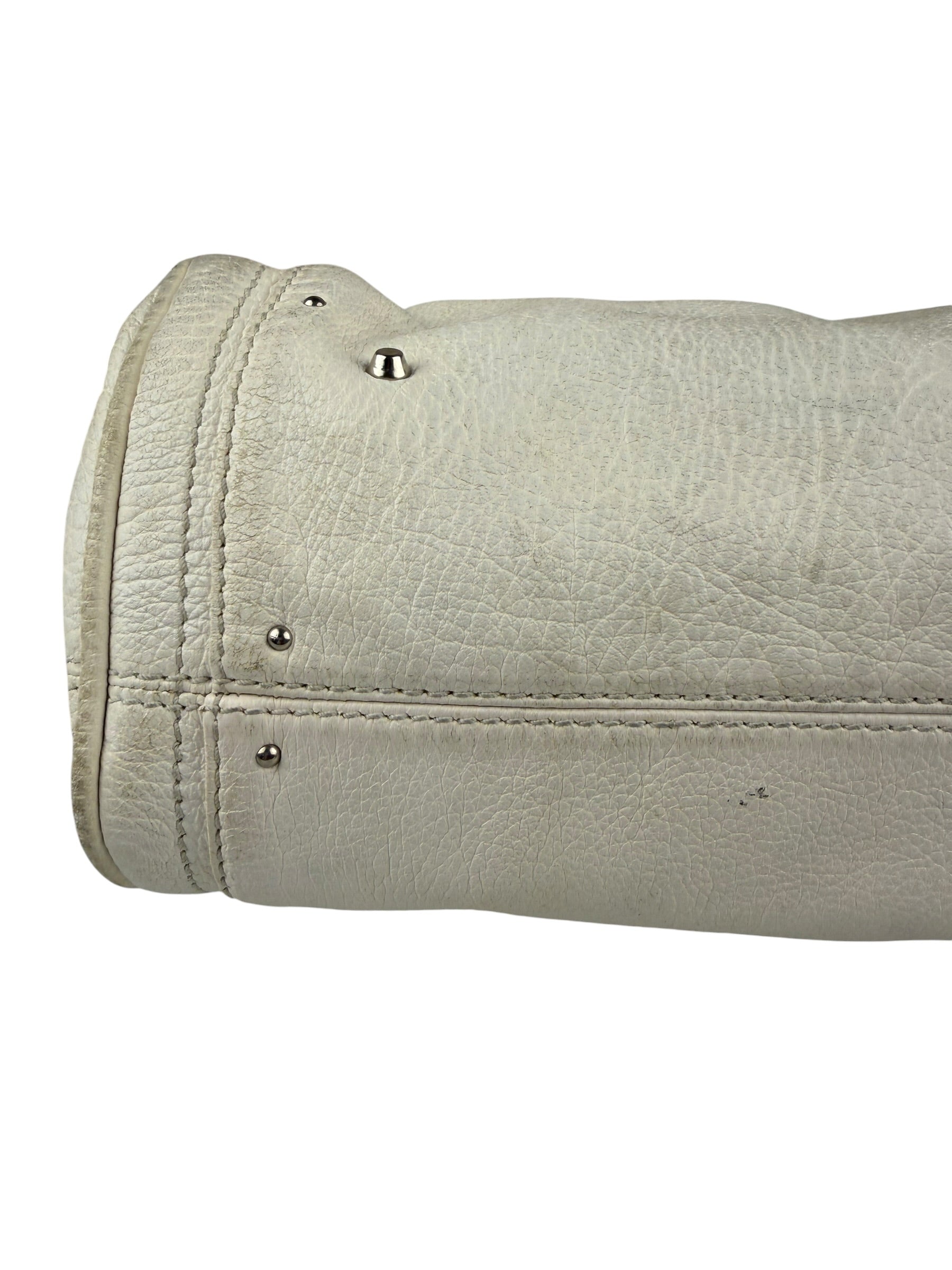 Chloé White Leather Paddington Handbag (Repainted)