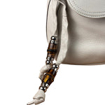 Gucci White Leather Bamboo Jungle Shoulder Bag