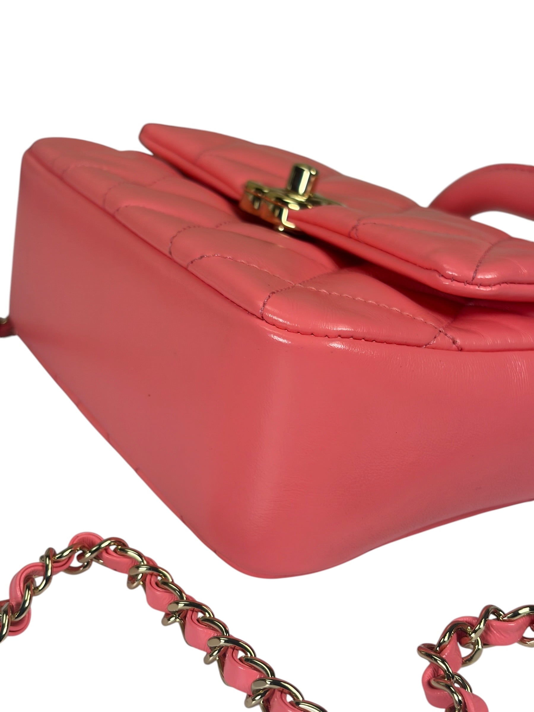 Chanel Pink Quilted Lambskin Two-Way Bag 2021