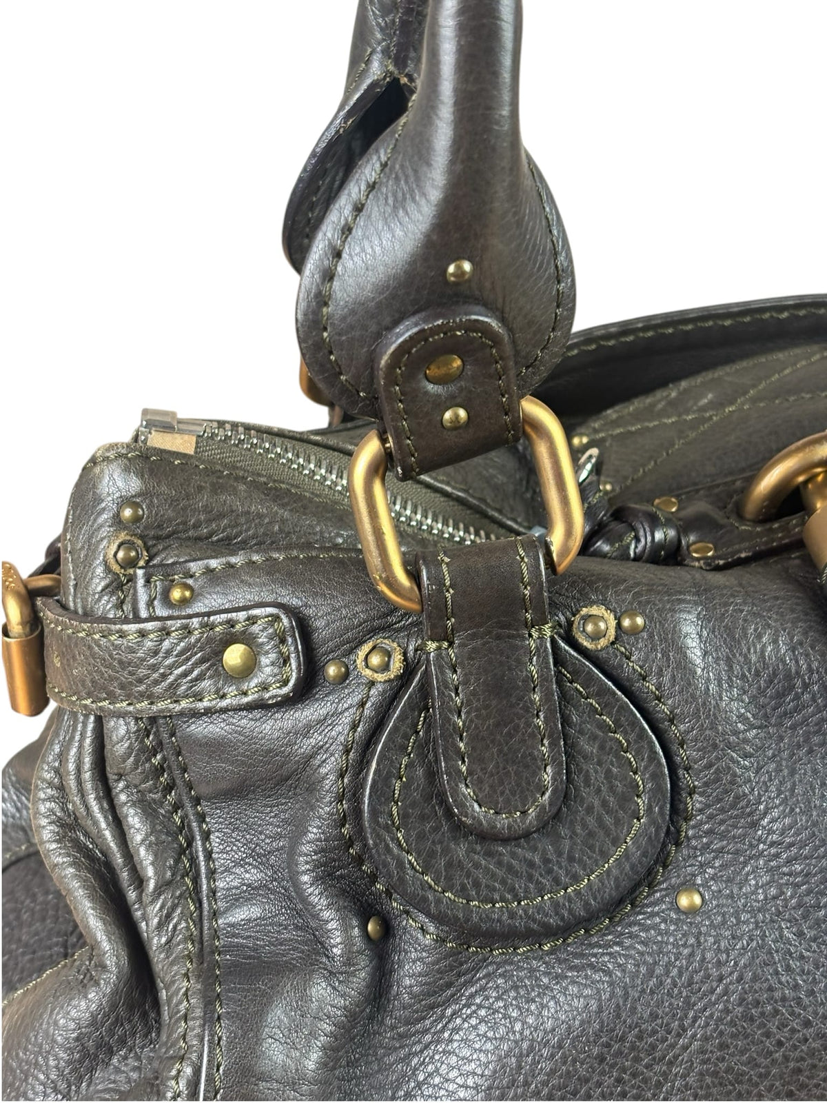 Chloe Greyish-Green Leather Paddington Handbag
