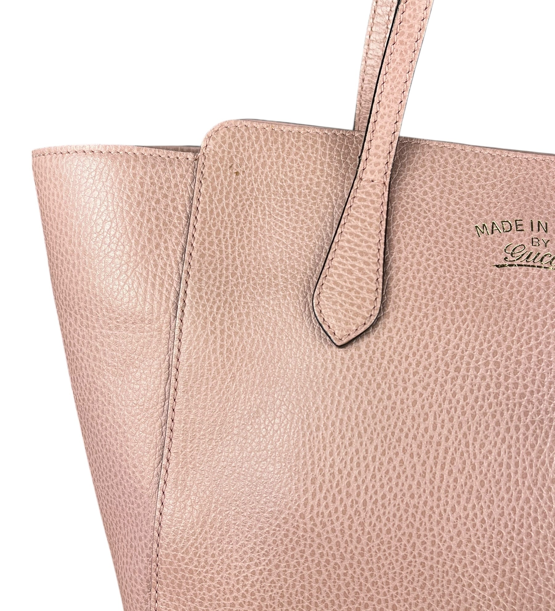 Gucci Pebbled Leather Swing Tote Pink