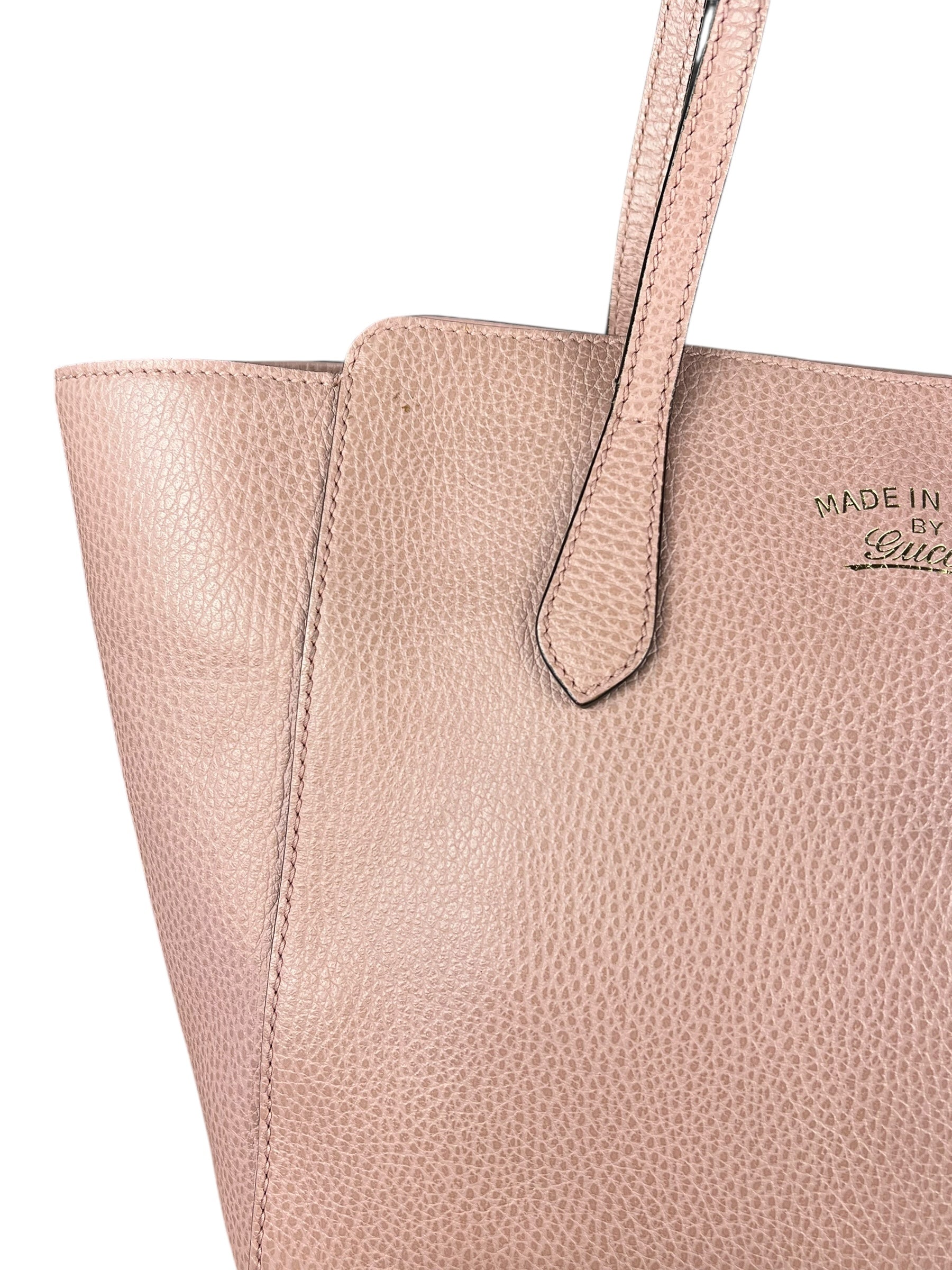 Gucci Pebbled Leather Swing Tote Pink