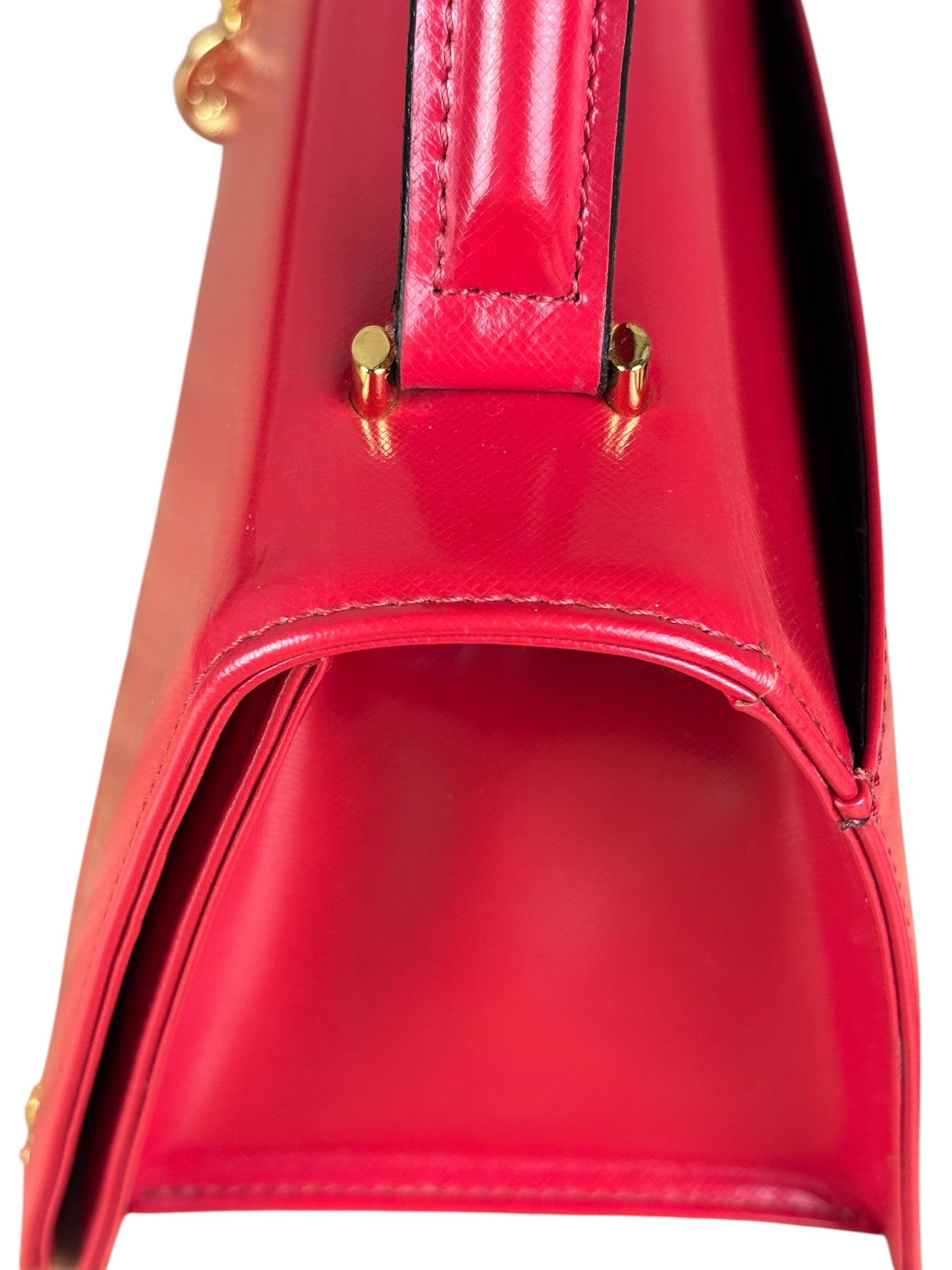Versace Vintage Red Leather Top Handle Bag