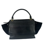 Celine Black Suede/Crocodile Embossed Leather Trapeze Two-Way Bag